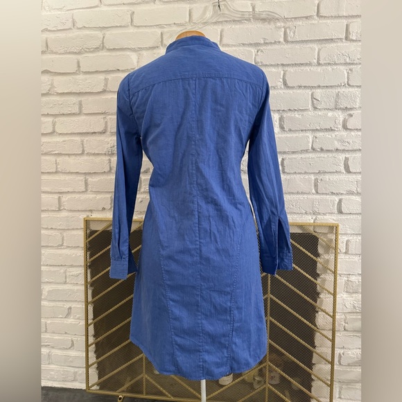 BCBG MAXAZRIA SMALL TALORE TIE-ON CHAMBRAY COTTON SHIRTDRESS - Picture 3 of 7